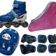 Коньки раздвижные роликовые+защита+шлем в наборе, сумка переноска размер 39-42 голубые