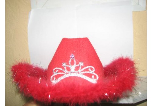 Шляпа карнавальная красная с меховой оторочкой СН1040С-2