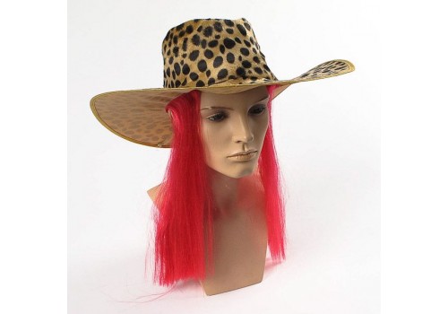 Шляпа карнавальная с волосами под леопарда 5624