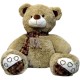 Мягкая игрушка Медведь с шарфом в клетку 55 см КБ145