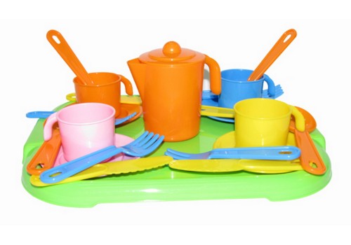 Набор детской посуды"Анюта"с подносом на 4 персоны