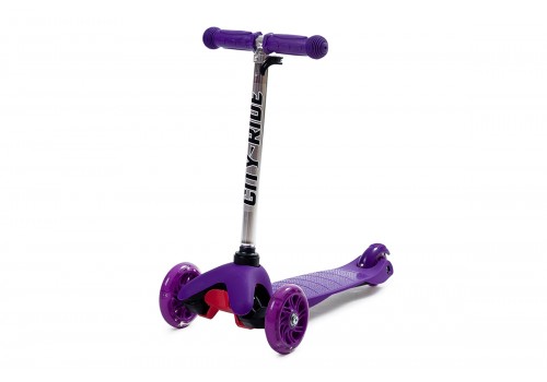 Детский трехколесный самокат City-Ride детский светящиеся колеса фиолетовый