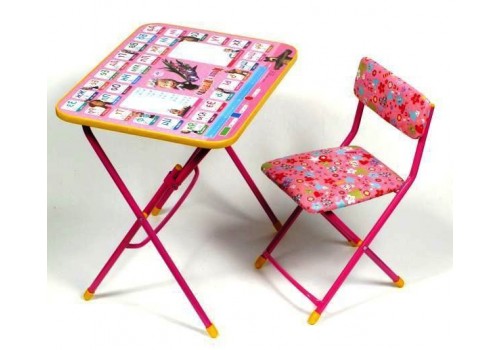 Набор стол-стул мягкий "Маша и Медведь" Азбука 3 розовый